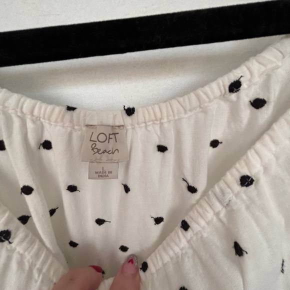 Loft black and white Polka dot dress sz large/tiered mini - Picture 4 of 4